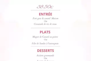 Menu spécial Saint-Valentin